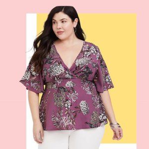 Torrid Floral Smocked Tie Back Babydoll Top SZ 1X